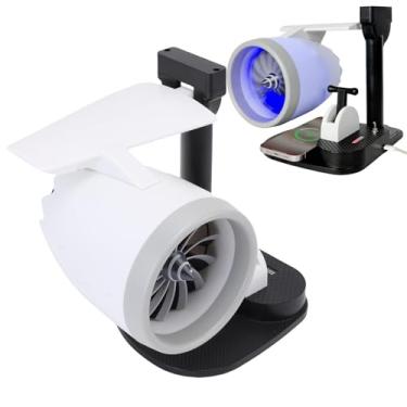 Imagem de Yunseity Ventilador de Turbina para Desktop Com Umidificador, 3 Em 1 4000rpm Fan Speed Desktop, Carregamento Sem Fio, Moldado de Motor para Mesa de Escritório (Luz azul)