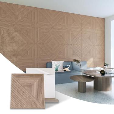 Imagem de Pacote com 6 painéis acústicos artísticos para parede e teto, painel absorvente de som de impressão de grão de madeira grande de alta densidade 122 x 182 cm, painéis de parede decorativos à prova de