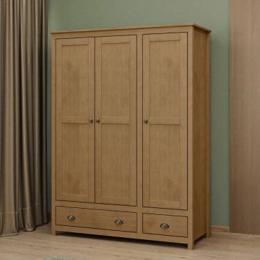 Imagem de Guarda Roupa Madeira Maciça 3 Portas Finestra Branco Marrom