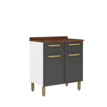 Imagem de Balcão de Aço Tampo 2portas 2gavetas Grafite Bella Bertolini