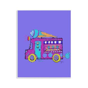 Imagem de Stupell Industries Design de arte de parede de caminhão de sorvete roxo vibrante por Susan Lugar, 14 x 11