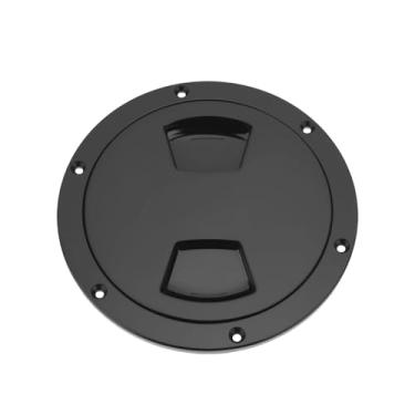 Imagem de Briny River 1 peça capa de escotilha de inspeção de barco preta de 5 polegadas tampa de escotilha redonda com placa de cobertura destacável furos pré-perfurados para barco marítimo iate RV
