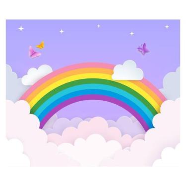 Imagem de Papel de Parede Adesivo Infantil Arco-íris Bebe Quarto - 600pcm - Allo