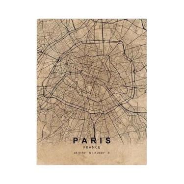 Imagem de Pintura Em Tela De Mapa Personalizado Da Cidade Paris Londres Nova Ior