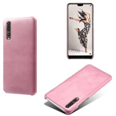 Imagem de Capa para Huawei P20 PRO,Proteção contra quedas,Casca de volta de cor sólida simples,Design de couro de imitação de plástico-Pink