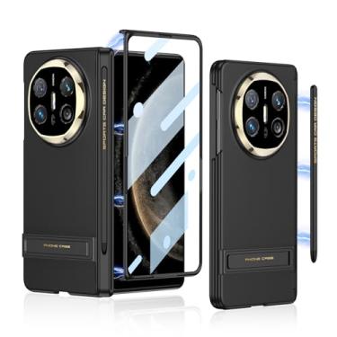 Imagem de FWYANZH Capa para Huawei Mate X6, protetor de tela com fecho magnético, caneta capacitiva, suporte ajustável, proteção contra arranhões, dobradiça, capa com tudo incluído, preta, Mate X6