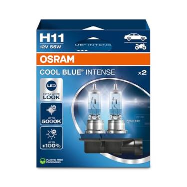 Imagem de OSRAM COOL BLUE INTENSE H11, +100% mais brilho, até 5.000 K, lâmpada de farol halogéneo, aparência LED, caixa dobrável suspensa (2 lâmpadas)