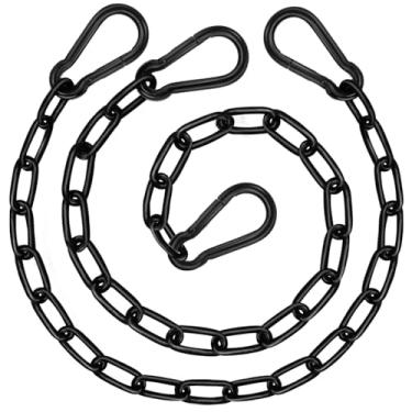 Imagem de BFCAYQE 2Pcs 29" Swing Chain Kit – Heavy Duty Stainless Steel Chains with Carabiners for Hammock Chairs, Adjustable Porch Swings, Punching Bags – Black Coated Hanging Chain Extender Set – 660LB Load