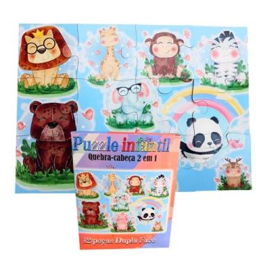 Imagem de Quebra-cabeças infantil Animais Fofos de 12 peças grandes para crianças