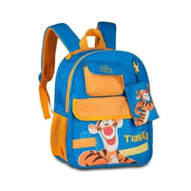 Imagem de Mochila Tigrão Disney Costas E Capuz Escolar Creche Meninos, Azul