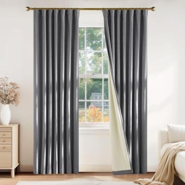 Imagem de PONY DANCE Cortinas blackout cinza 228,6 cm de comprimento, conjunto de 2 painéis, estilo casa de fazenda, estilo boêmio, cortinas de janela para sala de estar, quarto, pátio, porta de vidro