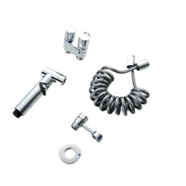 Imagem de Ducha Higiênica em Aço Inox - Kit Completo com Torneira de Duplo Comando e Registro para Instalação Fácil(Prata)