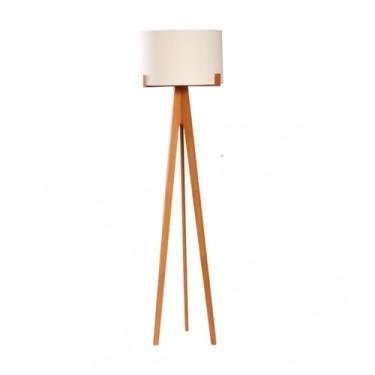 Imagem de Abajur de Chão para Sala e Quarto - Luminária de Chão com Tripé e Cúpula em Tecido Neutro, Design Escandinavo