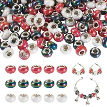 Imagem de Magibeads 150 peças de contas espaçadoras de orifício grande de 13,5 mm para pulseiras, contas focais europeias de resina Rondelle, para canetas com contas, chaveiros, artesanato, faça você mesmo