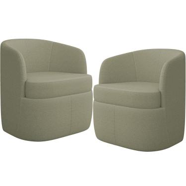 Imagem de KIT 02 Poltronas Decorativa Giratória Para Sala de Estar Siena K01 Bouclê Verde - Lyam Decor