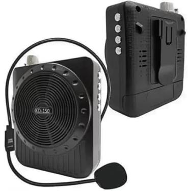 Imagem de Amplificador de Voz Megafone Bluetooth KB-150 com Microfone de Cabeça, Rádio FM, Entrada USB/TF, Bateria Recarregável – Portátil, Ideal para Professores, Guias, Eventos (PRETO)