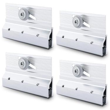 Imagem de Patioer M 6053 Conjunto de rolo de suporte superior de porta de chuveiro sem moldura, roda de plástico redonda de 0,9 cm, rolamentos de esferas, alumínio extrudado, acabamento cromado (pacote com 4)