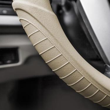 Imagem de FH Group Capa de volante de silicone de ajuste universal com aderência e padrão de aderência massageadora serve na maioria dos carros, SUVs, caminhões e vans bege