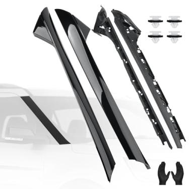 Imagem de Acabamento de molde de painel de pilar A de para-brisa externo e interno compatível com Ford Explorer 2011-2019 Utilitário de 4 portas (esquerda e direita) substitui 926-450 926-451 BB5Z-7803144-AA