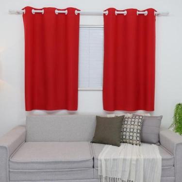 Imagem de Cortina Vermelha Para Janela Sala E Quarto 2,20 X 1,50 Varão - Fabrite