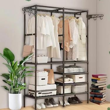 Imagem de Guarda Roupa Portátil Aberto Arara Desmontável Multifuncional Sapateira de Chão 2 Colunas