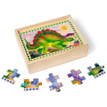 Imagem de Quebra Cabeça Infantil de Madeira 4 em 1 , Tema Dinossauros com Caixa de Armazenamento e 48 Peças, Melissa & Doug