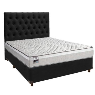 Imagem de Cama + Box Preto E Colchão Molas Ensacadas Casal - Hanover Inducol + Cabeceira