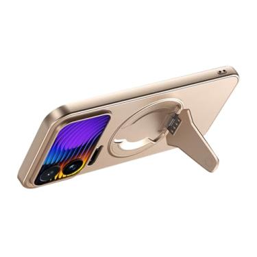 Imagem de HAOMRIYL Capa magnética para Xiaomi 17 Pro Max/17 Pro/17, capa de suporte oculta, proteção para câmera, fina, rígida, antiarranhões, capa de PC, dourada, 17 Pro