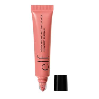 Imagem de e.l.f. Bálsamo labial que derrete Glow Reviver, protetor labial hidratante para um acabamento brilhante e lábios macios e flexíveis, vegano e livre de crueldade, bolo de morango