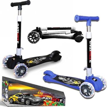 Imagem de Patinete Infantil P/ Meninos Carros Com Luzes E 3 Rodas - Toy King