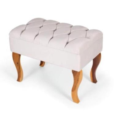 Imagem de Puff Inglês Retangular com Pés de Madeira 4003 - Preebel Branco - Arys