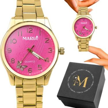 Imagem de Relogio Banhado Aco Original Feminino Inoxidavel + Caixa presente gara