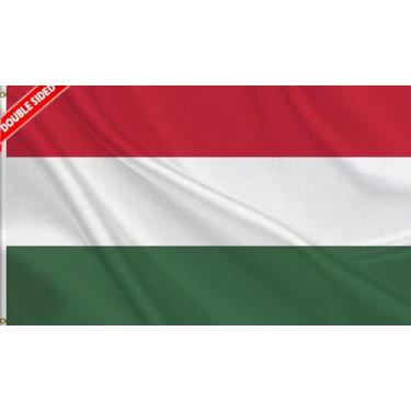 Imagem de HVATLTL Bandeira de barco da Hungria com 3 camadas dupla face, 30 x 45 cm, nylon 220D resistente, cores vivas, bandeiras náuticas húngaras com 2 ilhós de latão para barco, quadriciclo, caminhão