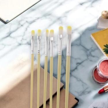 Imagem de Generic Conjunto de 6 pincéis de tinta para cerdas de nylon guache com colar de alumínio e cabo de plástico amarelo