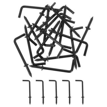 Imagem de 40 ganchos em forma de L, ganchos de ângulo reto de 3,5 cm de aço carbono, pequenos parafusos, ganchos de 7 formas de ângulo reto para pendurar, preto