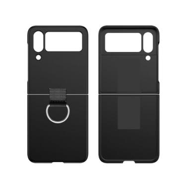 Imagem de Para Samsung Galaxy Z Flip 5 4 3 Capa macia com suporte de anel de silicone líquido para Samsung Z Flip5 Capa traseira com suporte, BlackZH, para Samsung Z Flip 4