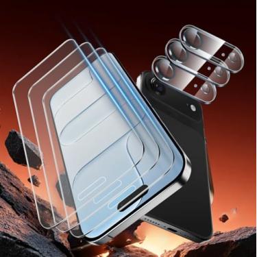 Imagem de Pacote com 3 protetores de tela de vidro fosco para iPhone Air [6,5 polegadas] + pacote com 3 protetores de lente de câmera, película de vidro temperado antirreflexo e anti-impressões digitais, sem