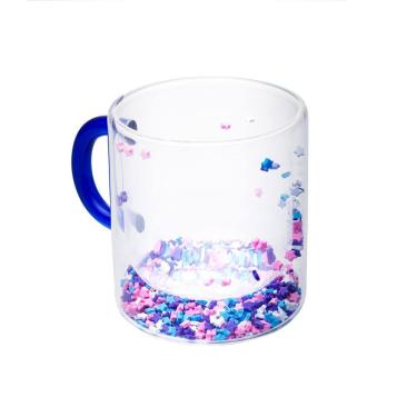 Imagem de Caneca Vidro Parede Dupla 300Ml Stars Com Alça E Estrelas
