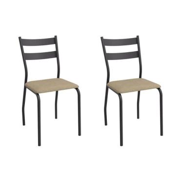 Imagem de Cadeira Sala De Jantar Bali 2c141prf Aço Kit 2 Un Preto-ano Capuccino - Kappesberg