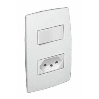 Imagem de Conjunto branco 4x2 interruptor 1 tecla simples+tomada 2p t brasil 10a