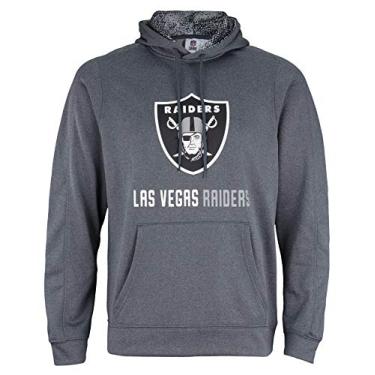 Imagem de Moletom com capuz masculino Zubaz NFL Las Vegas Raiders cinza mesclada tamanho pequeno