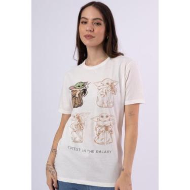 Imagem de Camiseta Star Wars Baby Yoda Cutest In The Galaxy - Piticas, M, Off wh
