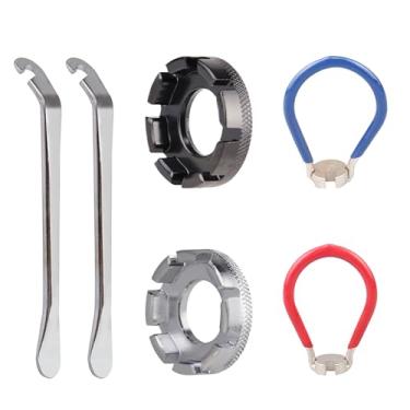 Imagem de LIGHUFEIC 6 peças de chave de raio de bicicleta, kit de ferramentas de reparo de bicicleta de aço forjado - ajuste corretamente o aro da roda da sua bicicleta