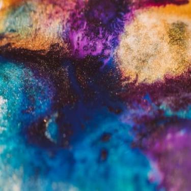 Imagem de Quadro Decorativo Alcohol Ink Art Abstrato Colorido para Sala e Escritório 30x30cm