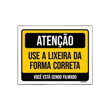 Imagem de Placa Atenção Use Lixeira Forma Correta Filmado 18X23