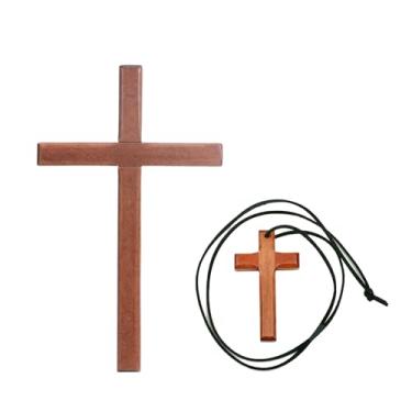 Imagem de 2Pac Cruz de madeira, cruzes de madeira para parede e colar de crucifixo, pequena parede de cruz de madeira para decoração de arte doméstica, presente religioso para padrinhos, netos, cruz de quarto