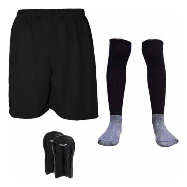 Imagem de Caneleira Infantil + Meião Infantil + Short Calçã Vermelho 1