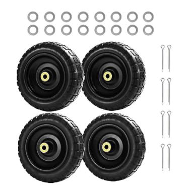 Imagem de LTNICER Pneus sólidos de 25,4 cm (pacote com 4) - 4,10/3,50-4 rodas de substituição sem chato para carrinhos de gorila, carrinhos de mão, carrinhos de jardim e vagões utilitários - furo do eixo de 5