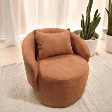 Imagem de Poltrona Curva Orgânica Decorativa Escritório Sala E Recepção Com Almofada Bella Bouclé Terra Cota - Mabe Magazine