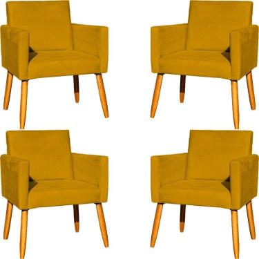 Imagem de Kit 4 Poltronas Para Recepção Nina Suede Cores Pé Palito 30cm Castanho - Suede